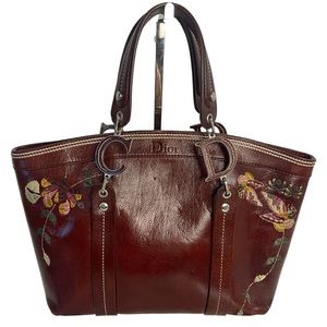Dior Brown Tote with Floral Embroidery